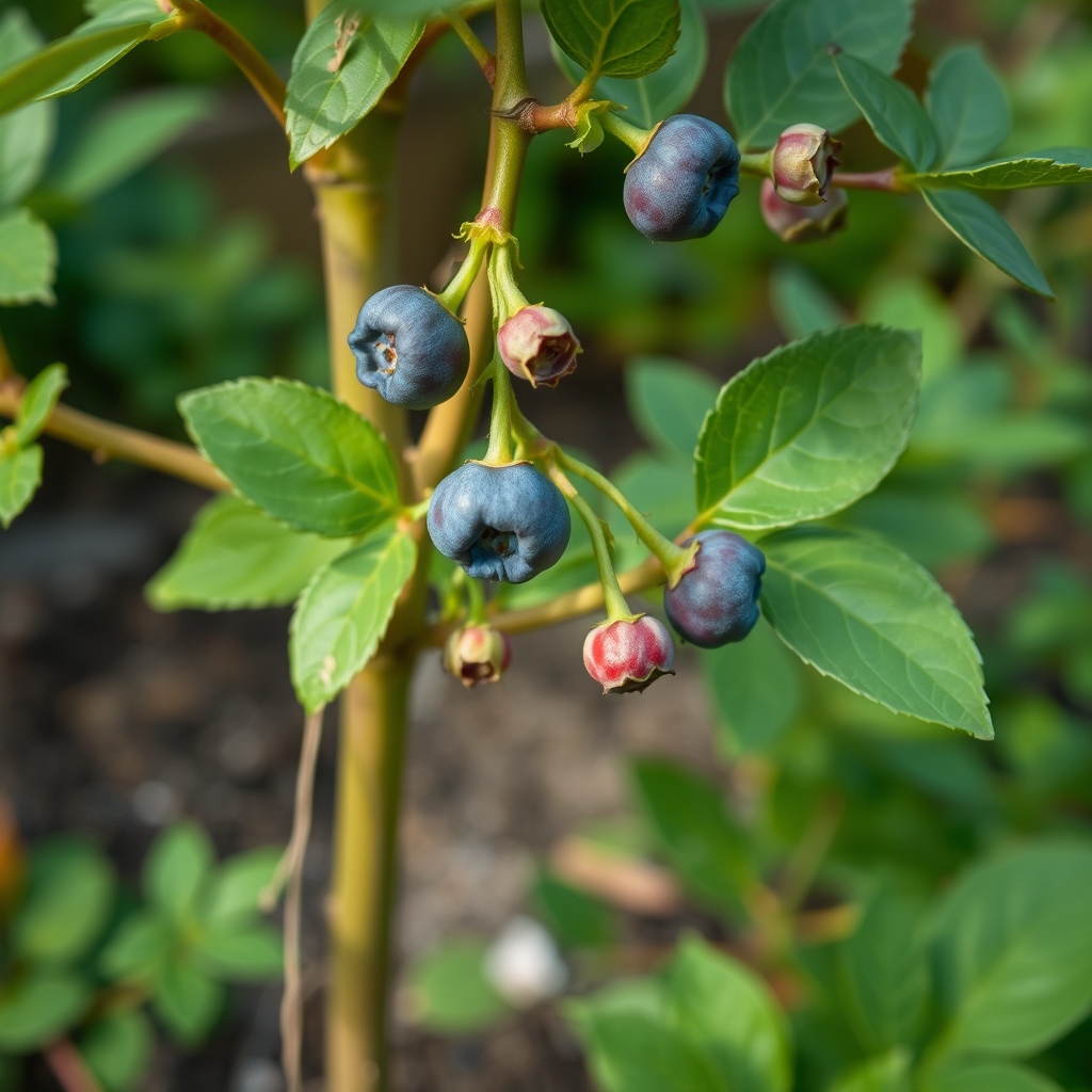 Blueberry growing in a garden setting.