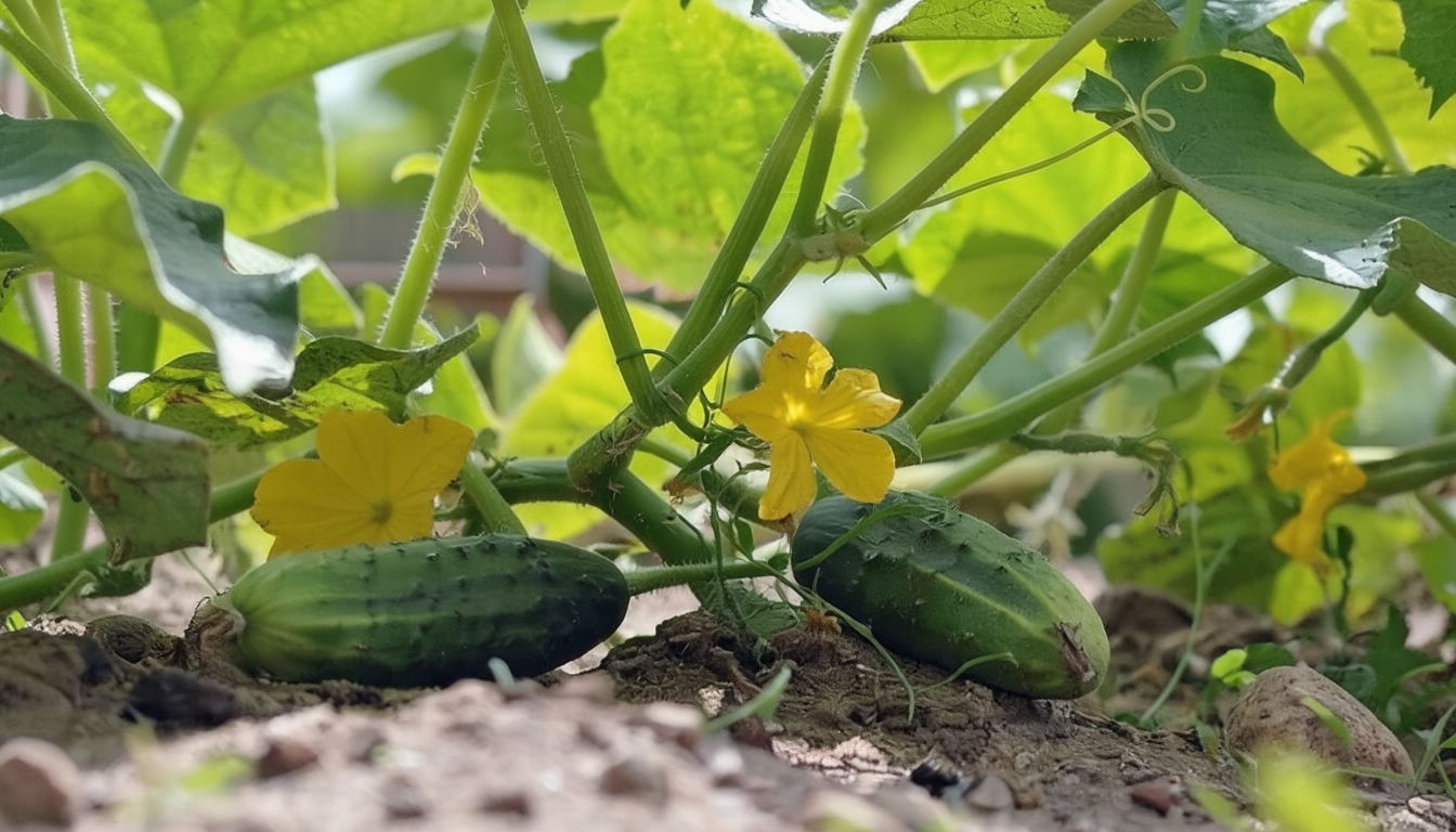Cucumbers showing signs of stress in a Chicago garden.