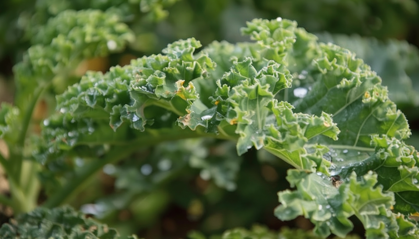 Kale showing signs of stress in a Denver garden.