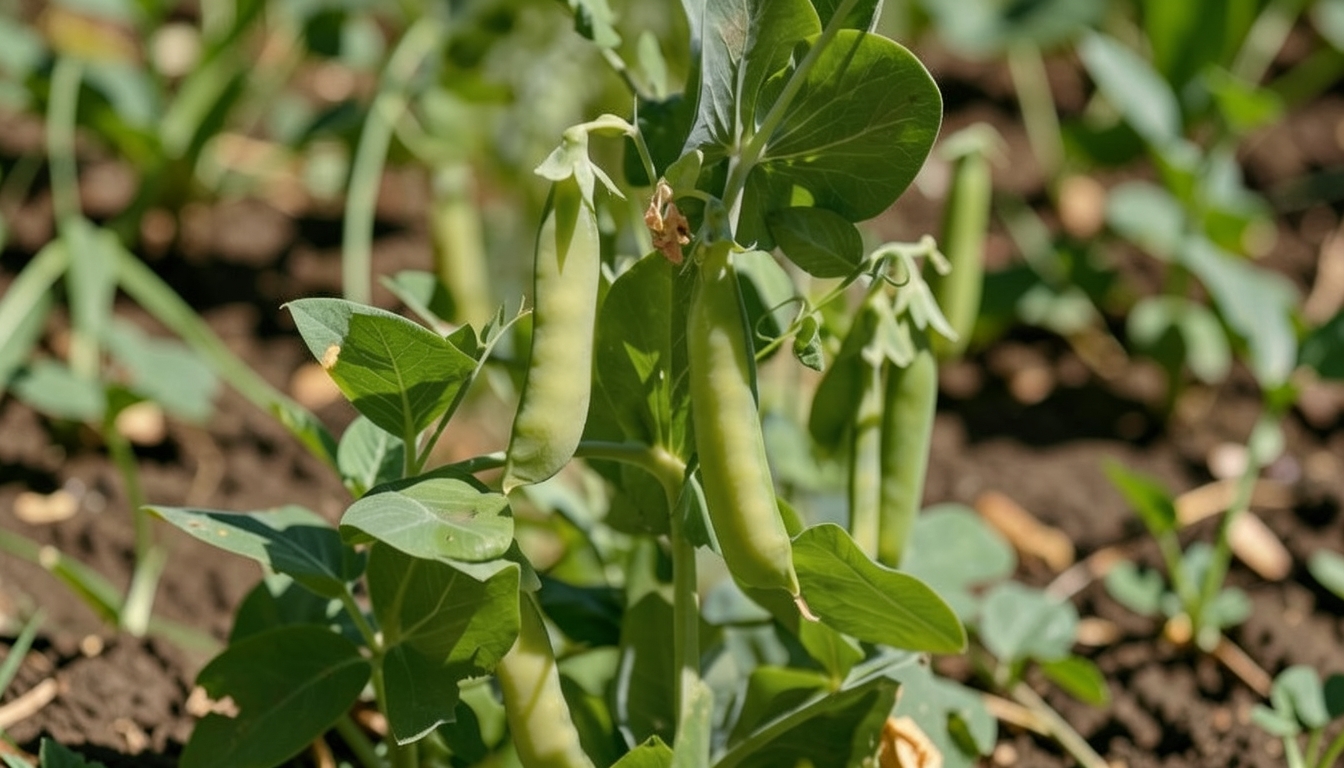 Pea showing signs of stress in a Austin garden.
