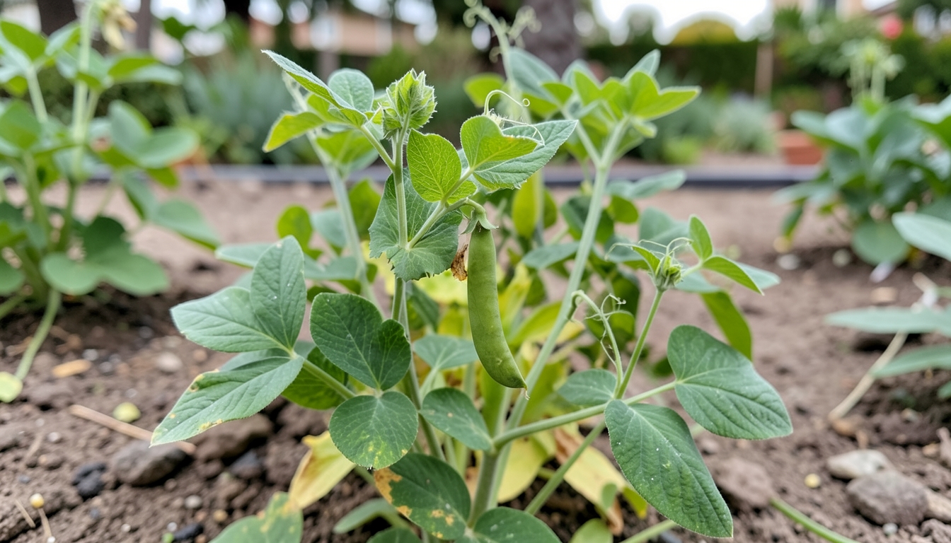 Pea showing signs of stress.