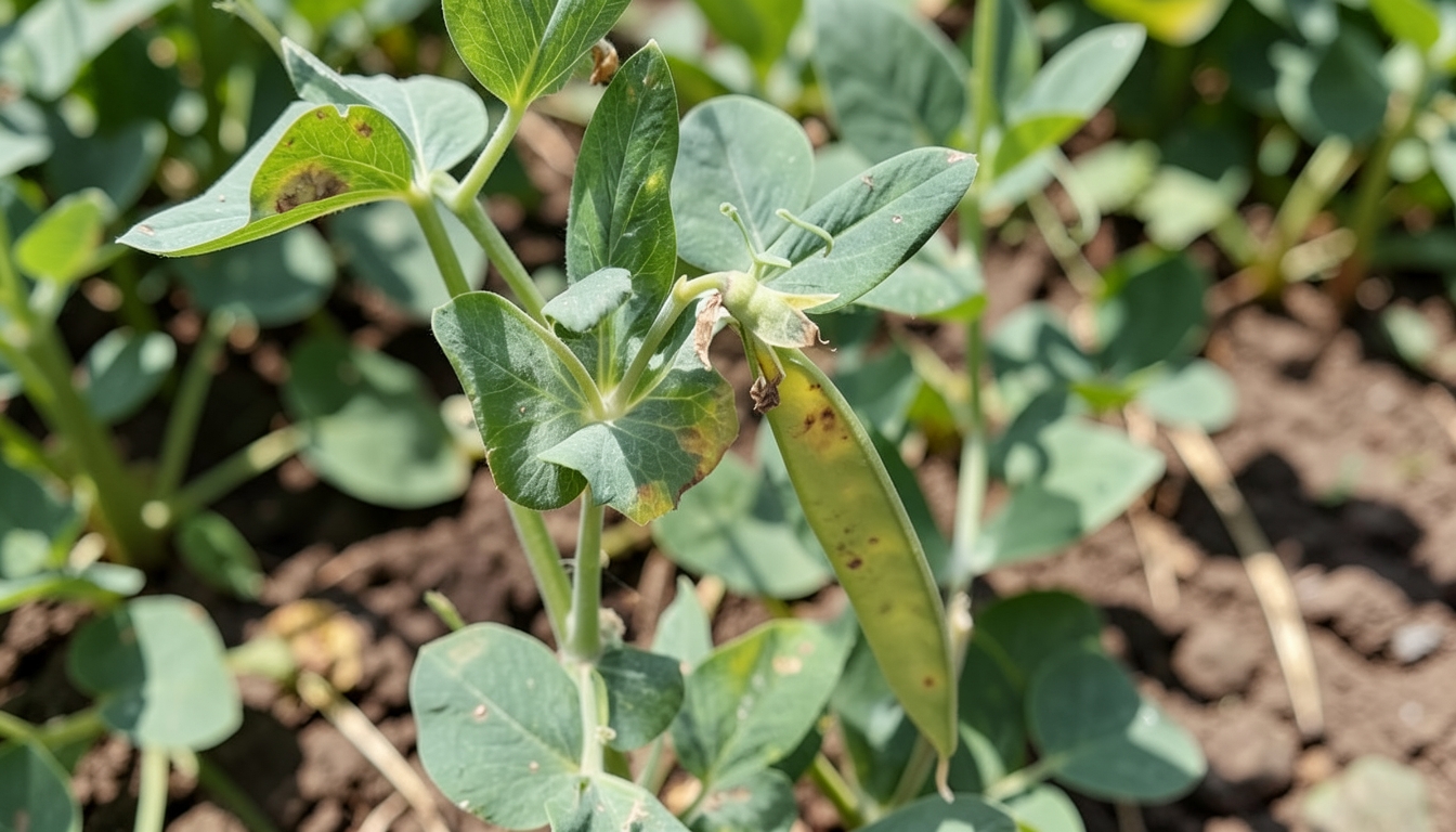 Pea showing signs of stress in a Portland garden.