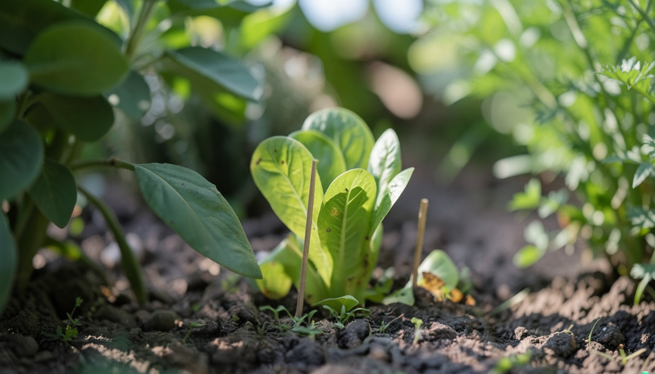 Spinach showing signs of stress.