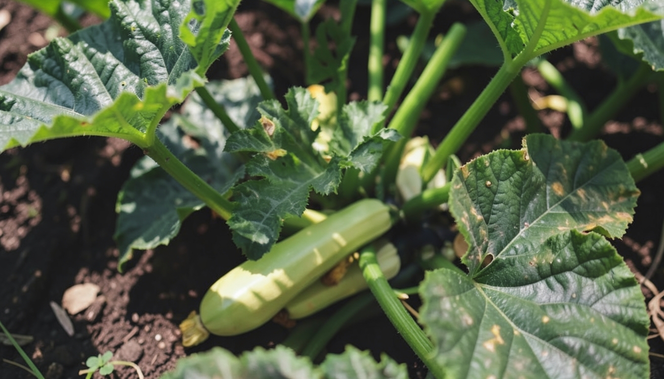 Zucchini showing signs of stress in a Seattle garden.